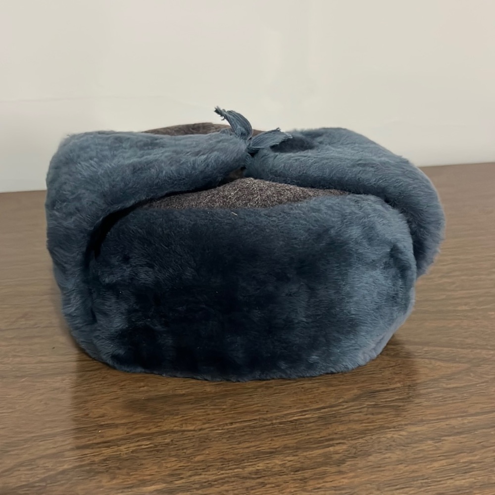 Blue Russian Ushanka Hat Winter Warm Sheepskin Headwear